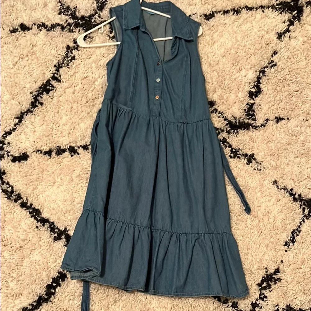 Draper James Green and Blue Sleeveless Tiered Sundress - Picture 1 of 3